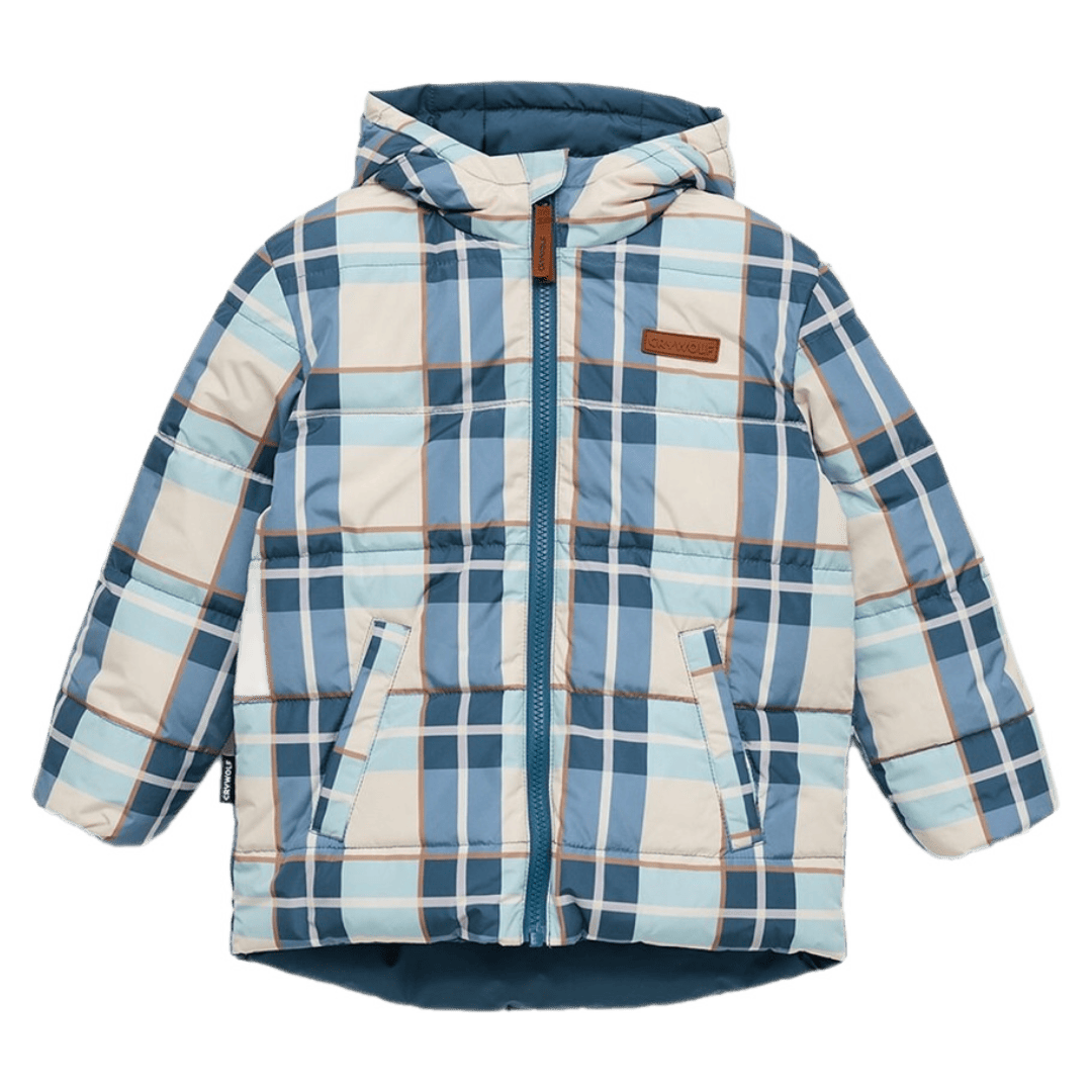Crywolf 1 Year to 5 Years Reversible Eco-Puffer - Blue Plaid
