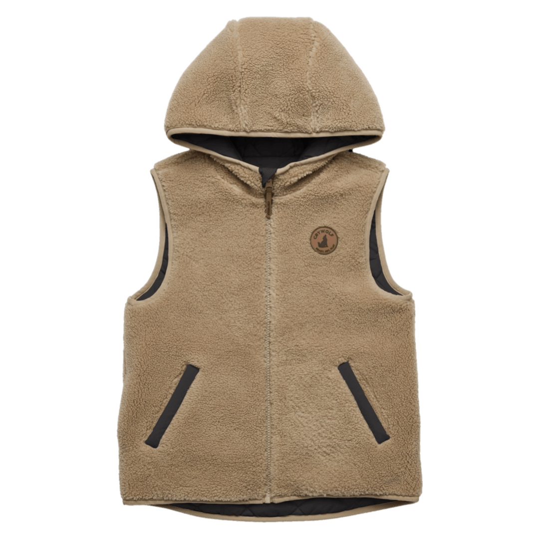 Crywolf 1 Year to 5 Years Reversible Yeti Vest - Black/Camel