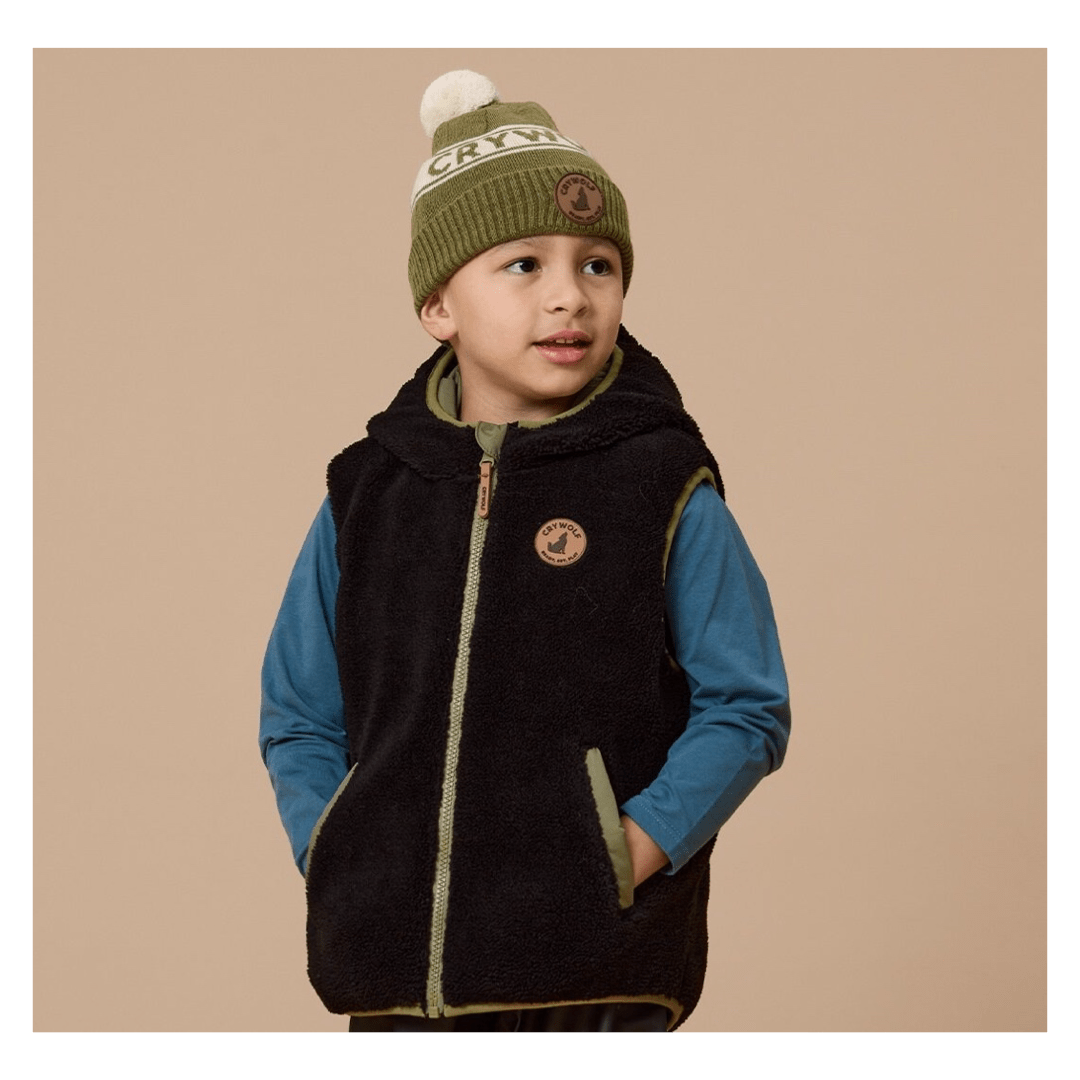 Crywolf 1 Year to 5 Years Reversible Yeti Vest - Fern/Black