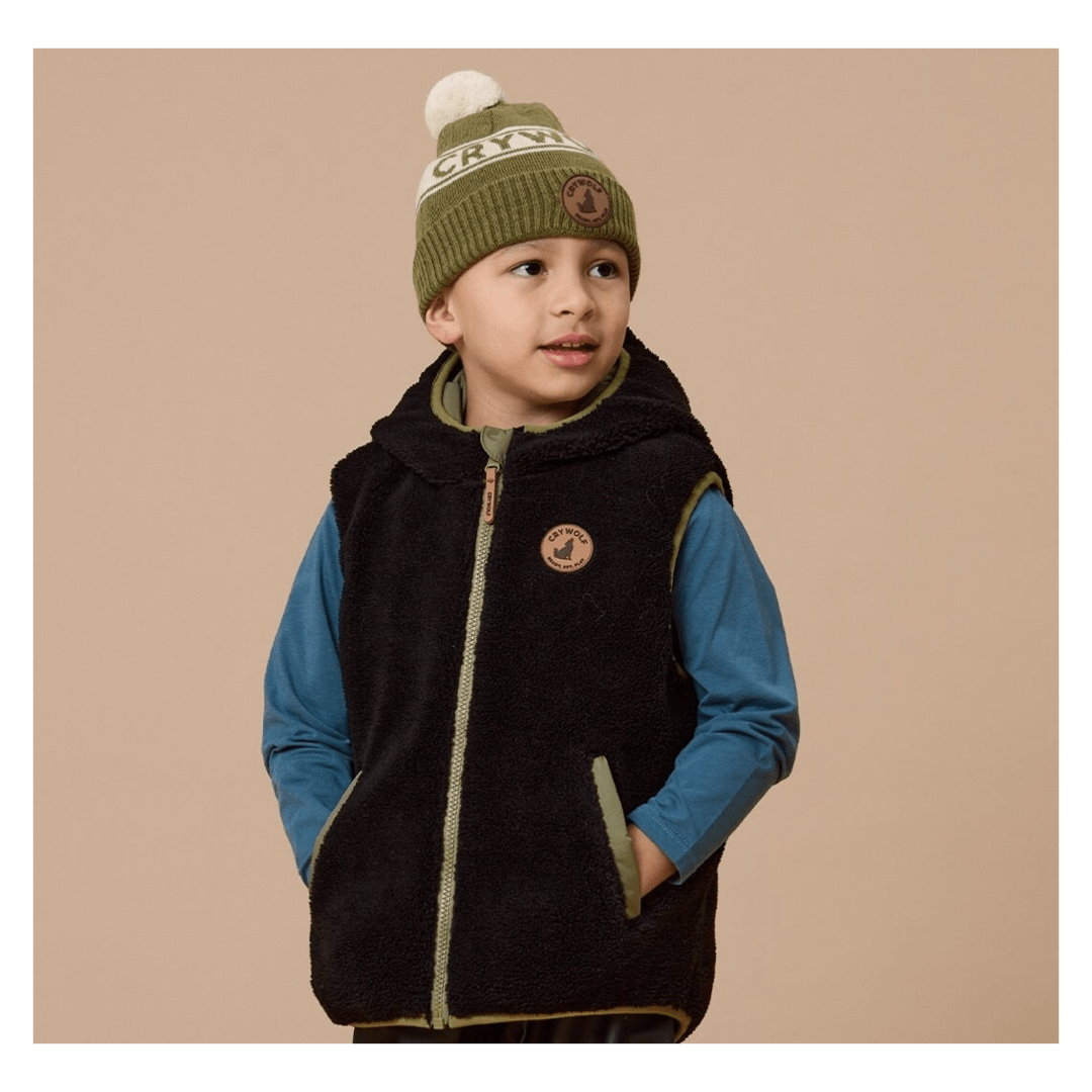 Crywolf 1 Year to 5 Years Reversible Yeti Vest - Fern/Black