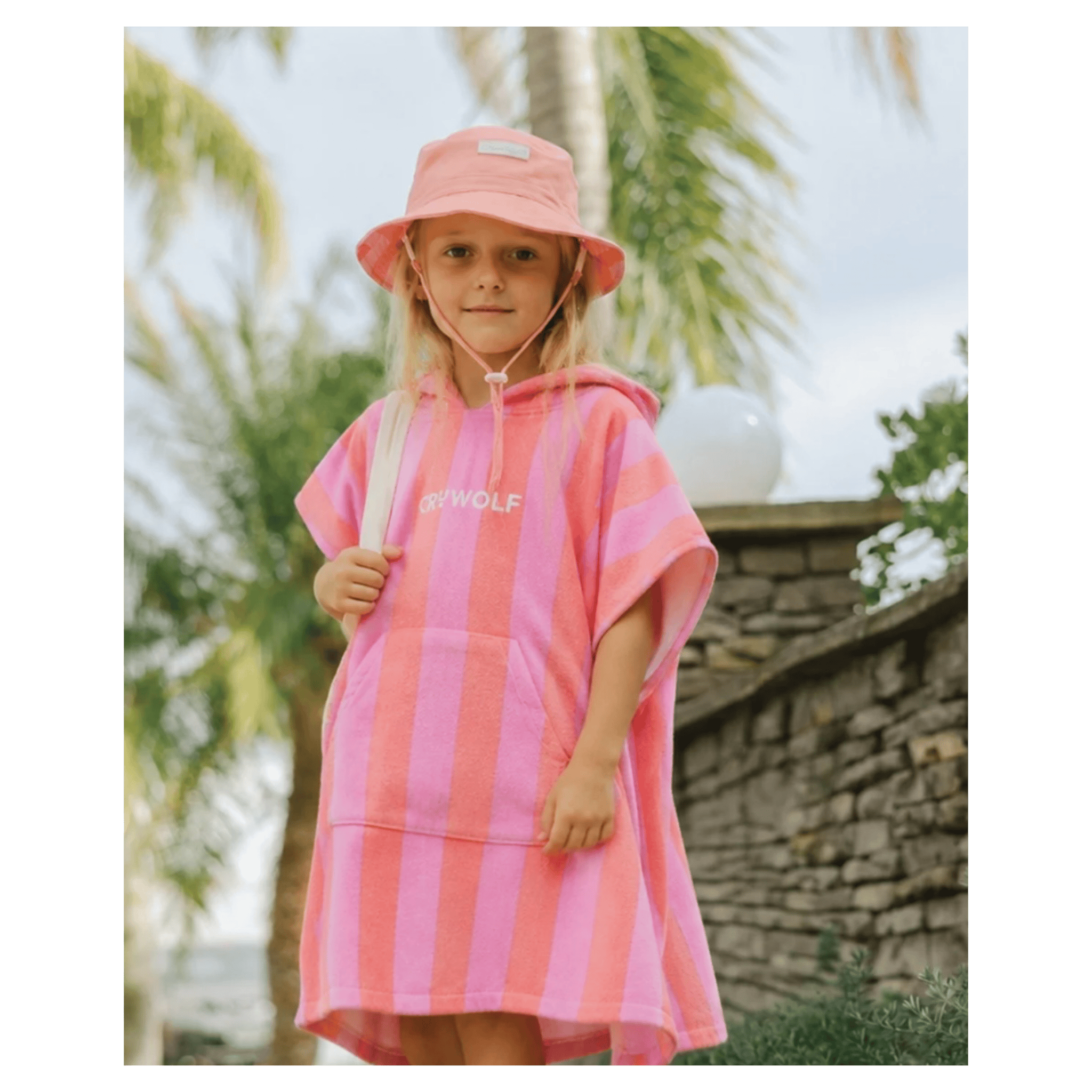 Crywolf Small/Medium SM/MD Hooded Towel - Flamingo Stripe
