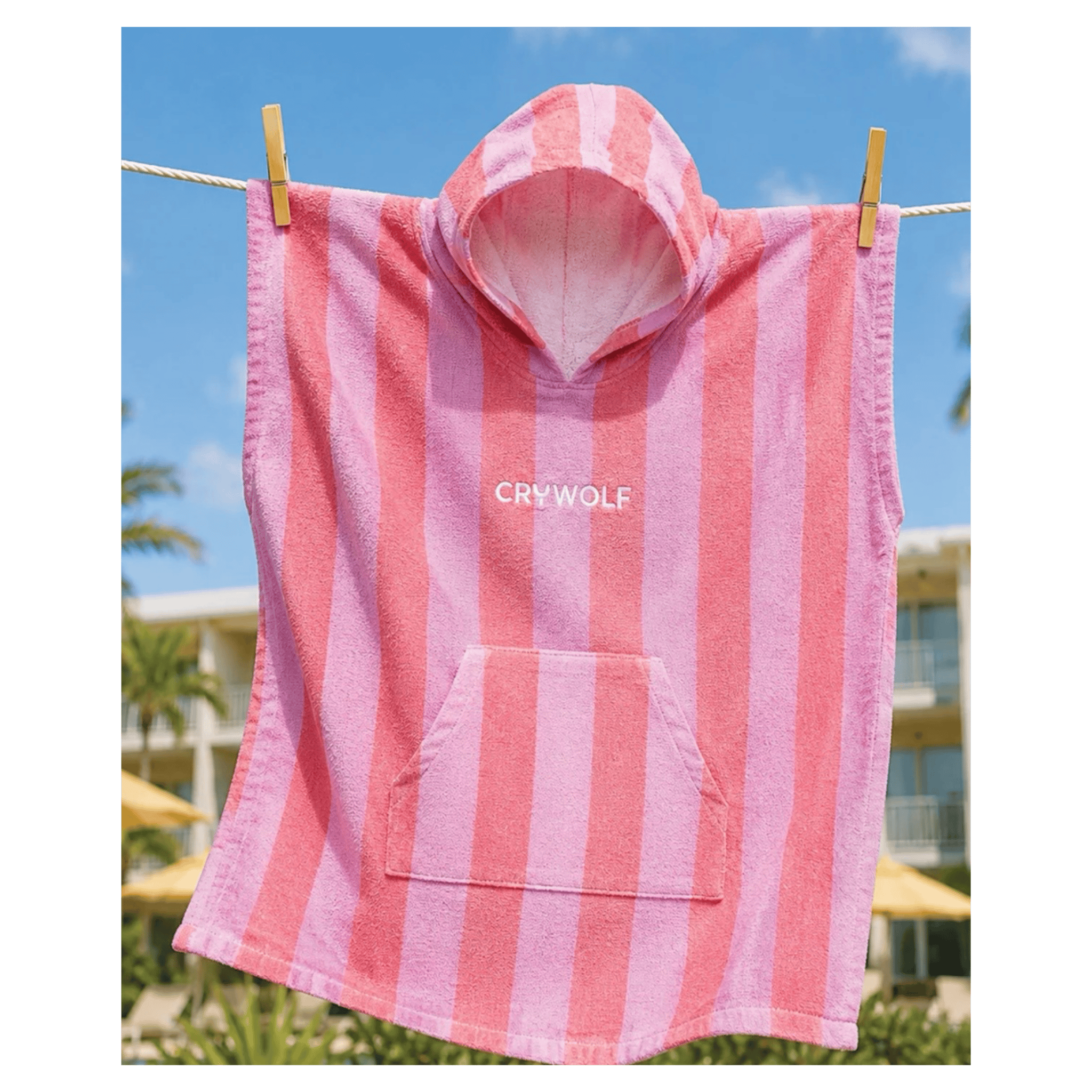 Crywolf Small/Medium SM/MD Hooded Towel - Flamingo Stripe