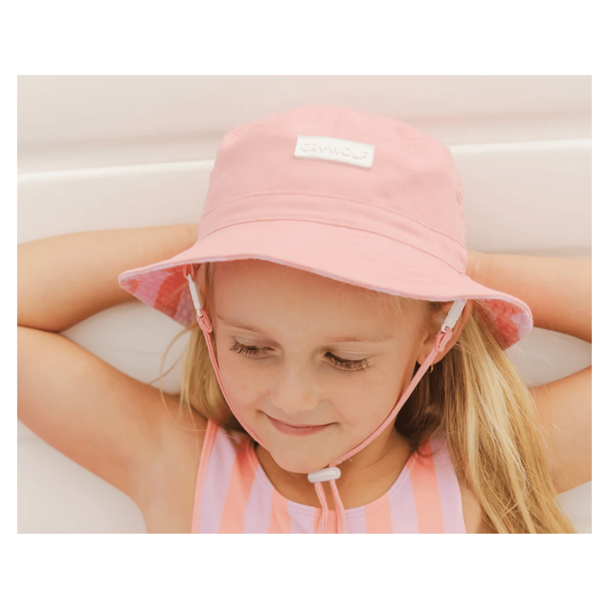 Crywolf XSmall to Medium Reversible Bucket Hat - Flamingo Stripe