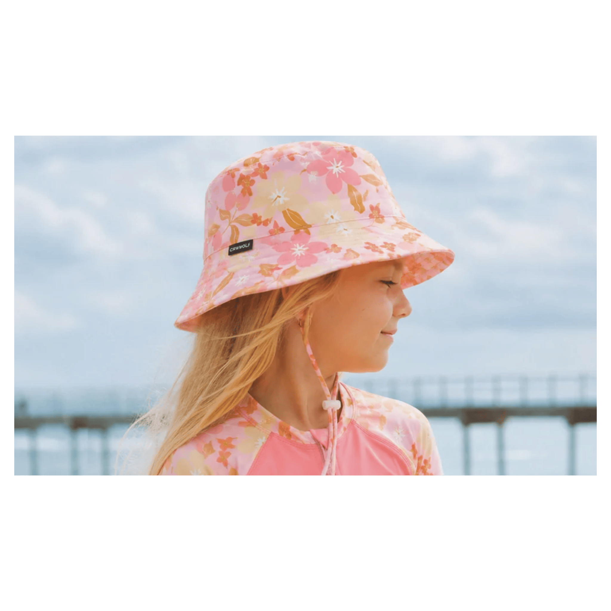 Crywolf XSmall to Medium Swim Bucket Hat - Hibiscus Daze