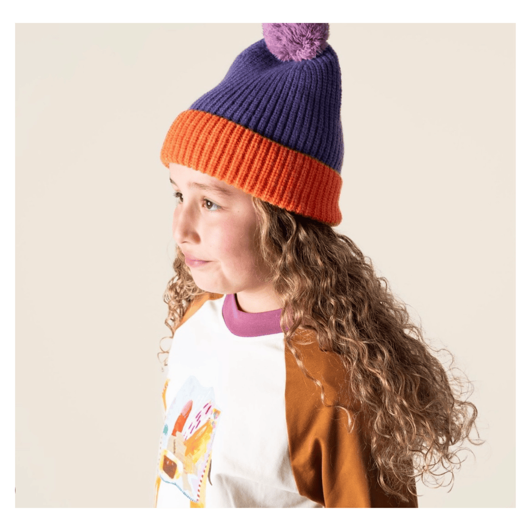 Das Ist Maurice 1-3 Years to 3-5 Years Beanie - Purple & Orange