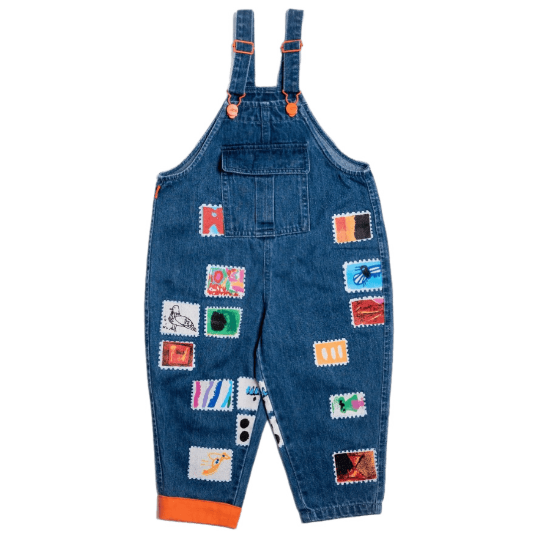 Das Ist Maurice 1 Year to 5 Years 1Y Denim Overalls - Stamps