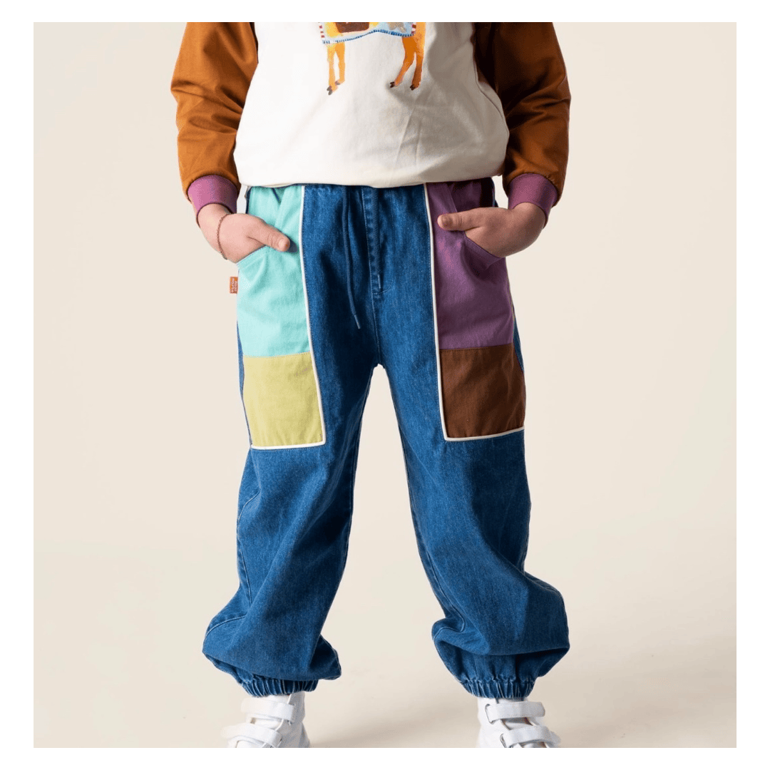 Das Ist Maurice 1 Year to 5 Years Denim Barrel Pants - Colour Block