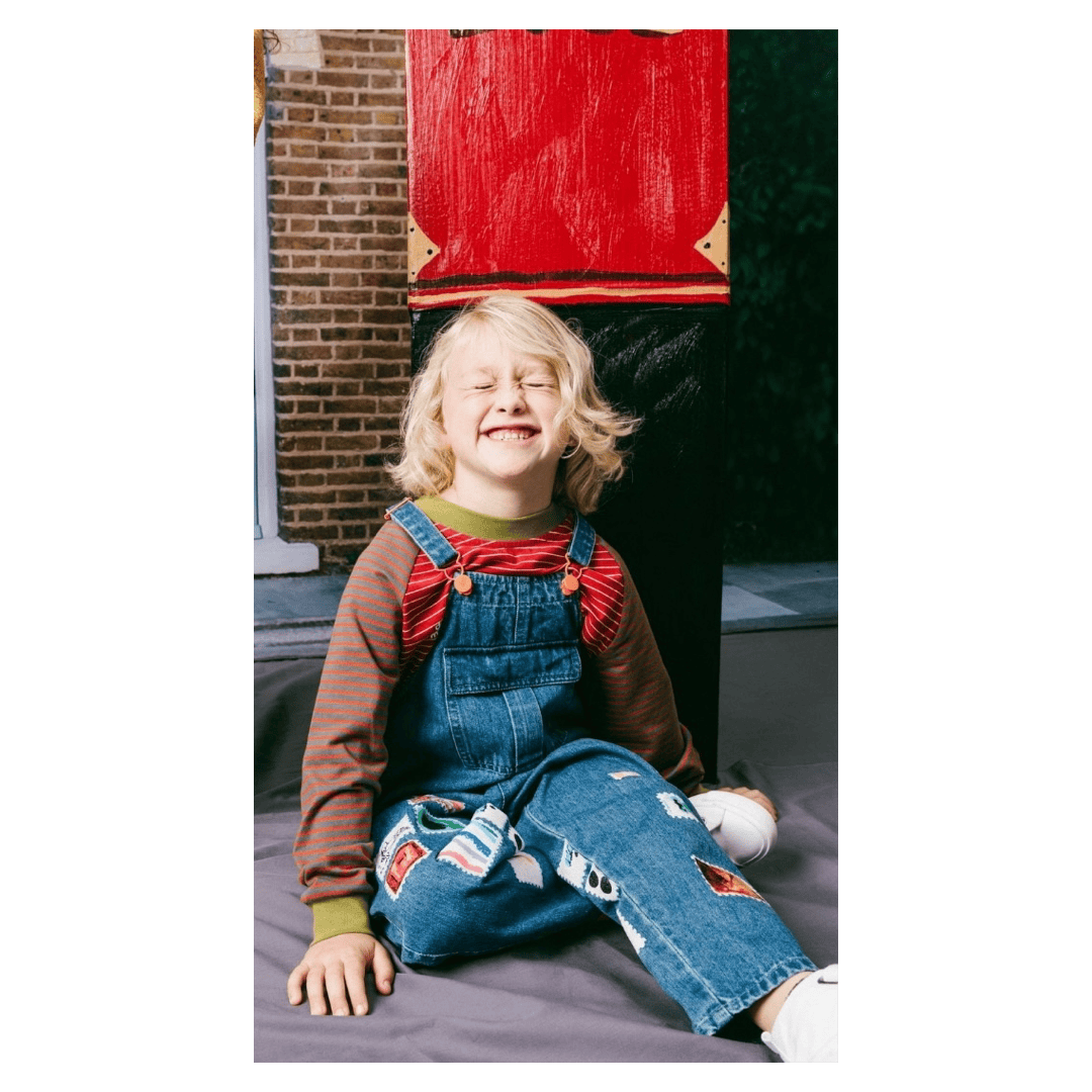 Das Ist Maurice 1 Year to 5 Years Denim Overalls - Stamps
