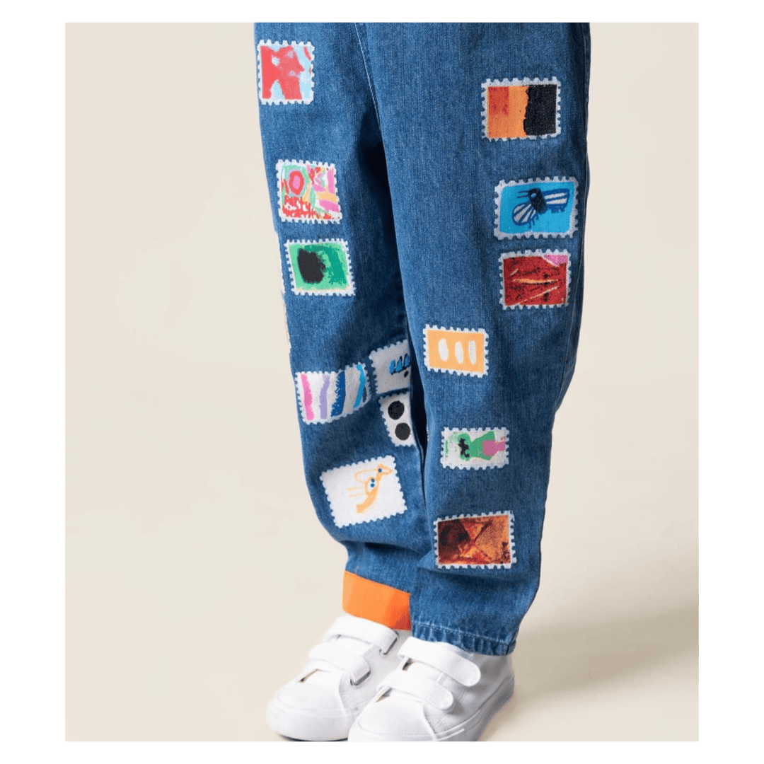 Das Ist Maurice 1 Year to 5 Years Denim Overalls - Stamps