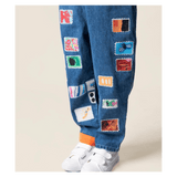 Das Ist Maurice 1 Year to 5 Years Denim Overalls - Stamps