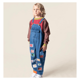 Das Ist Maurice 1 Year to 5 Years Denim Overalls - Stamps