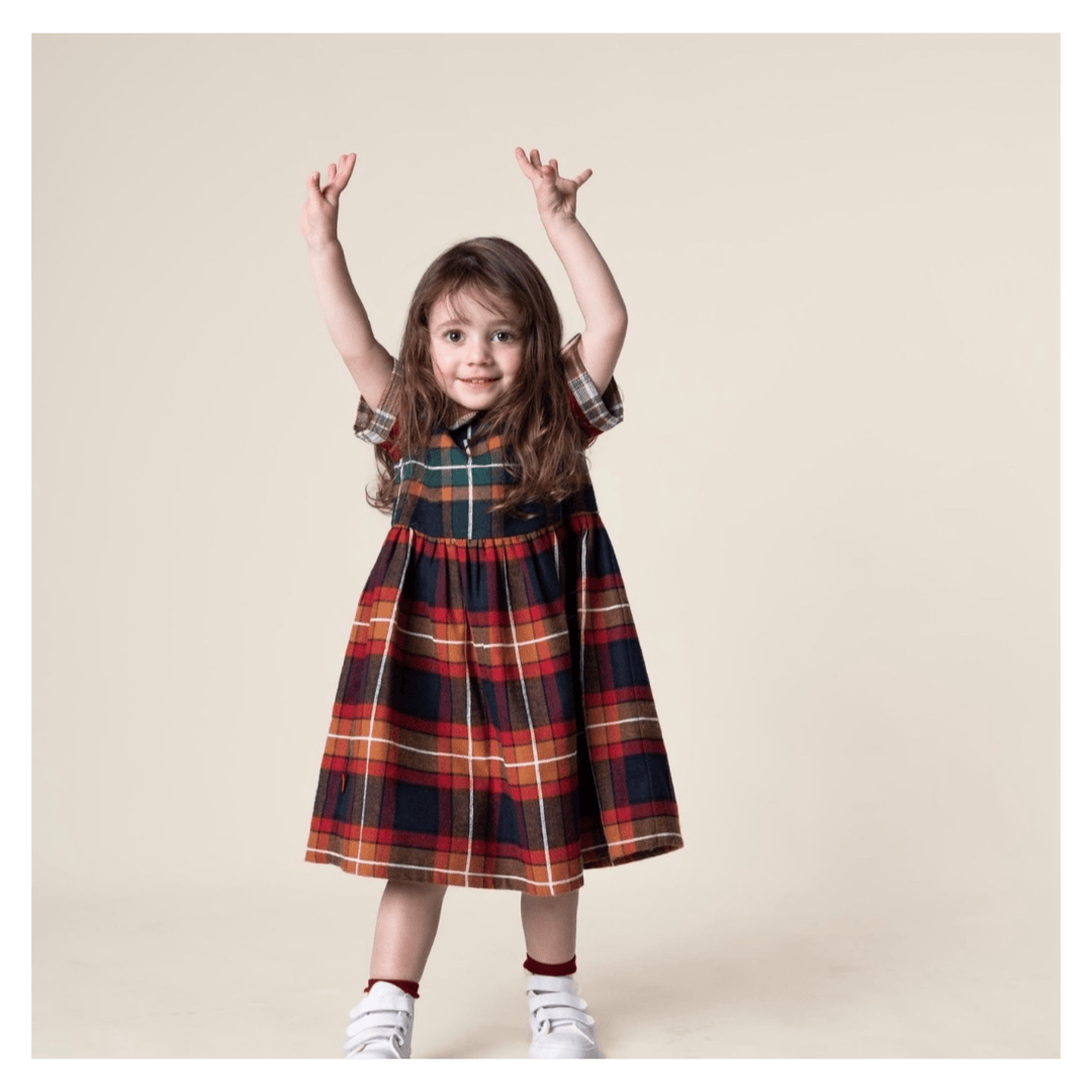 Das Ist Maurice 1 Year to 5 Years Empire Dress - Tartan