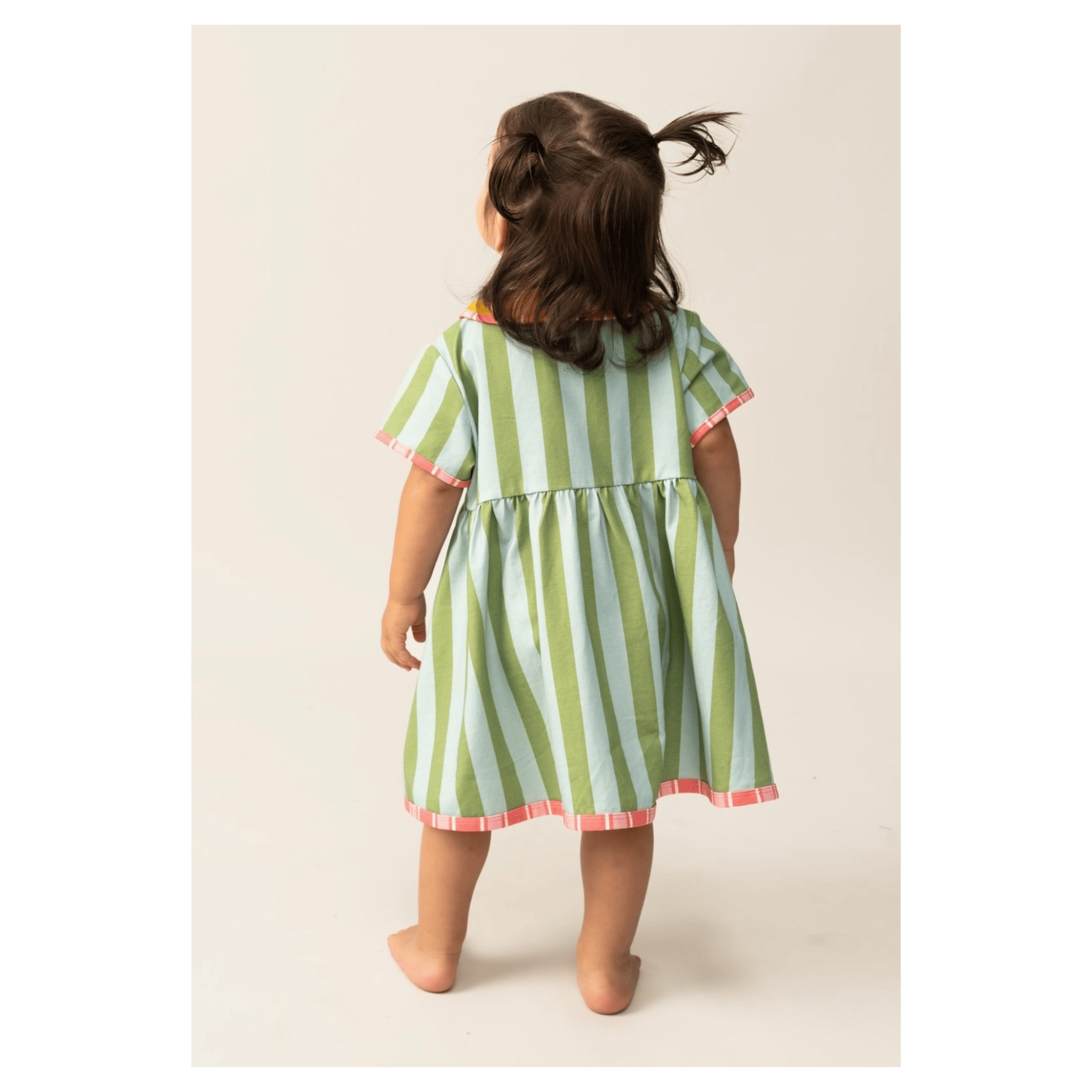 Das Ist Maurice 1 Year to 6 Years Button Dress - Minty