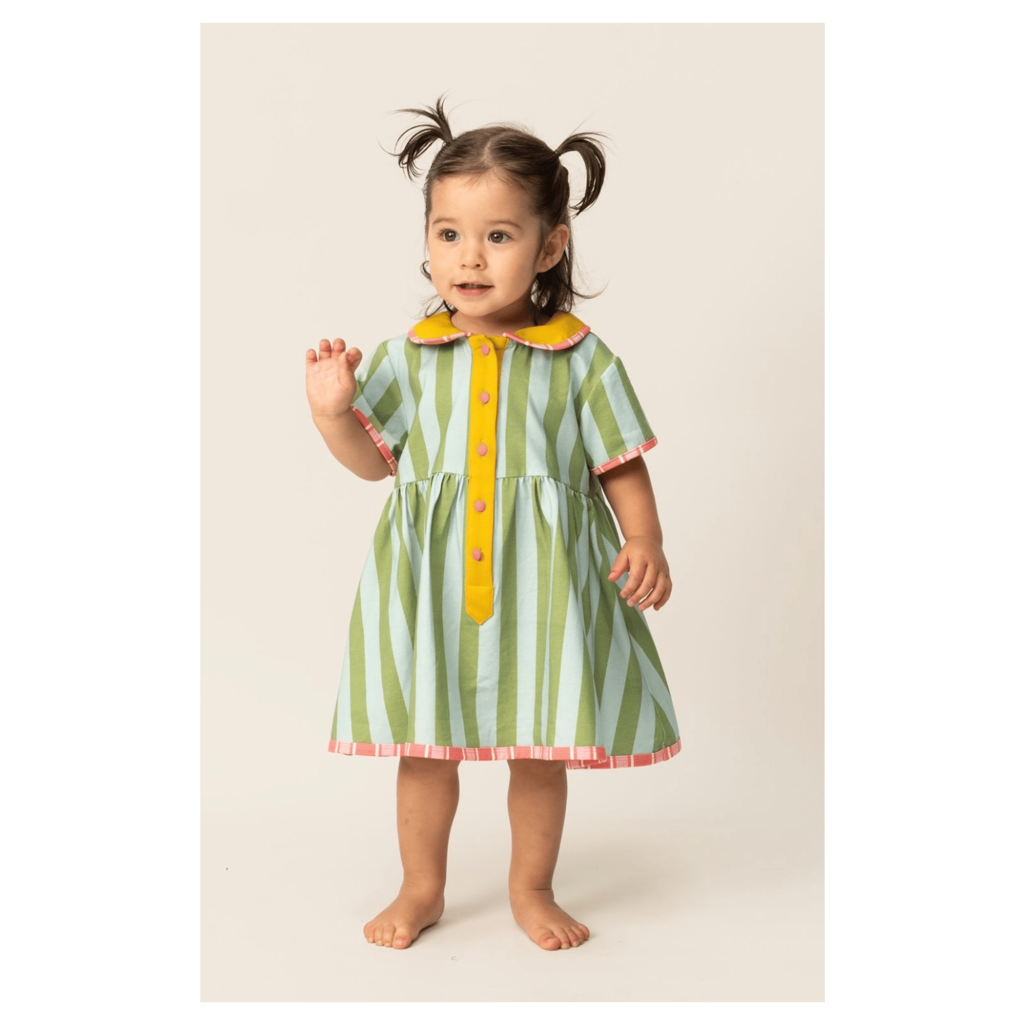 Das Ist Maurice 1 Year to 6 Years Button Dress - Minty