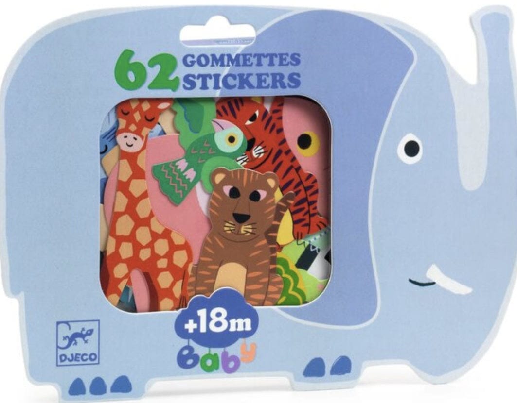 Djeco 18 Months Plus 62 Sticker Set - Safari Animals