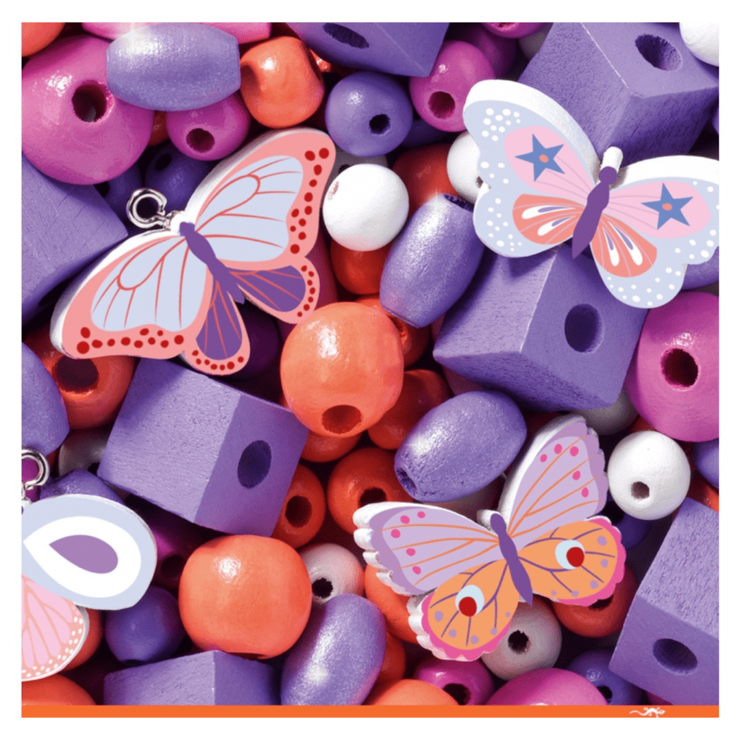 Djeco 4 Plus Wooden Beads - Butterfly
