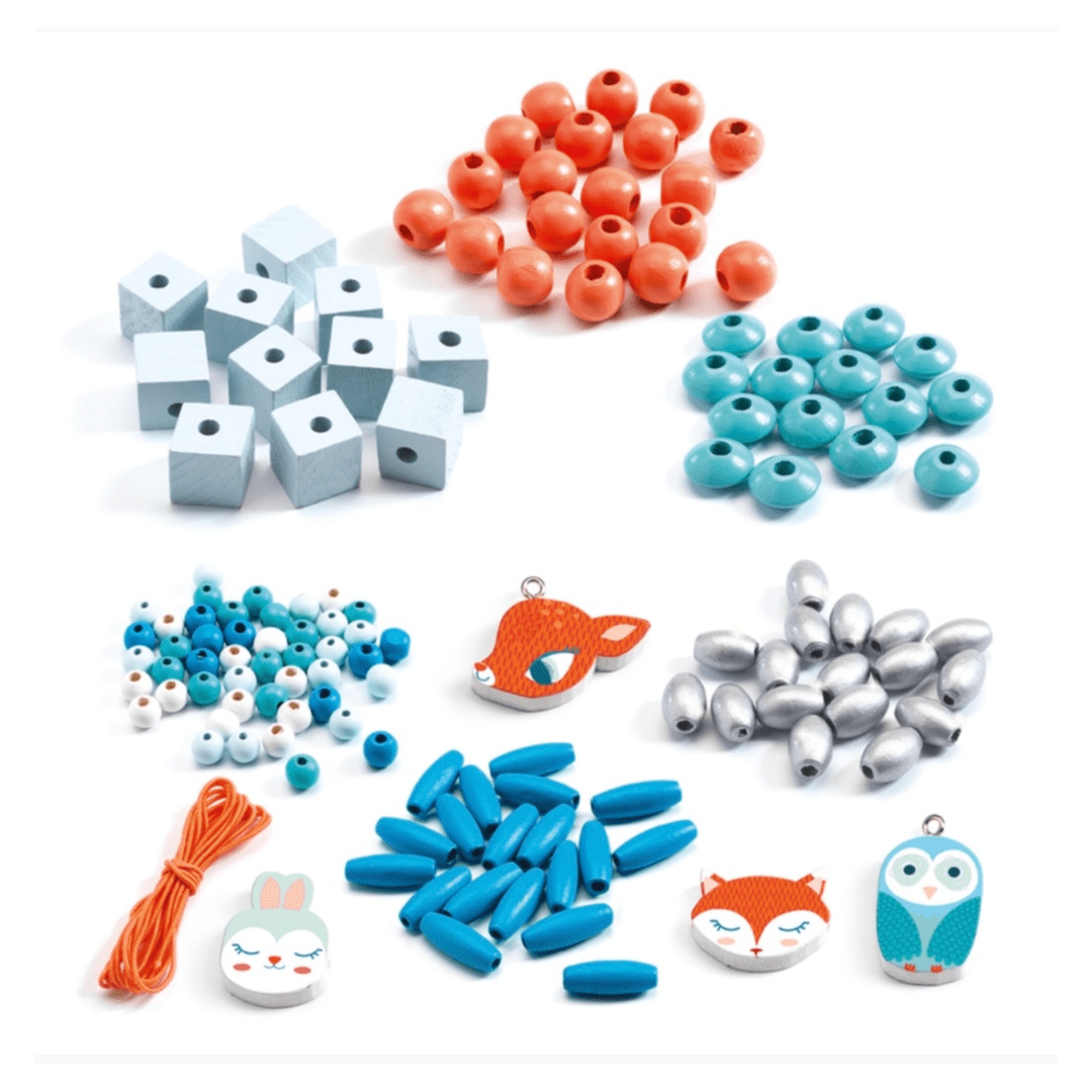 Djeco 4 Plus Wooden Beads - Woodland Animals