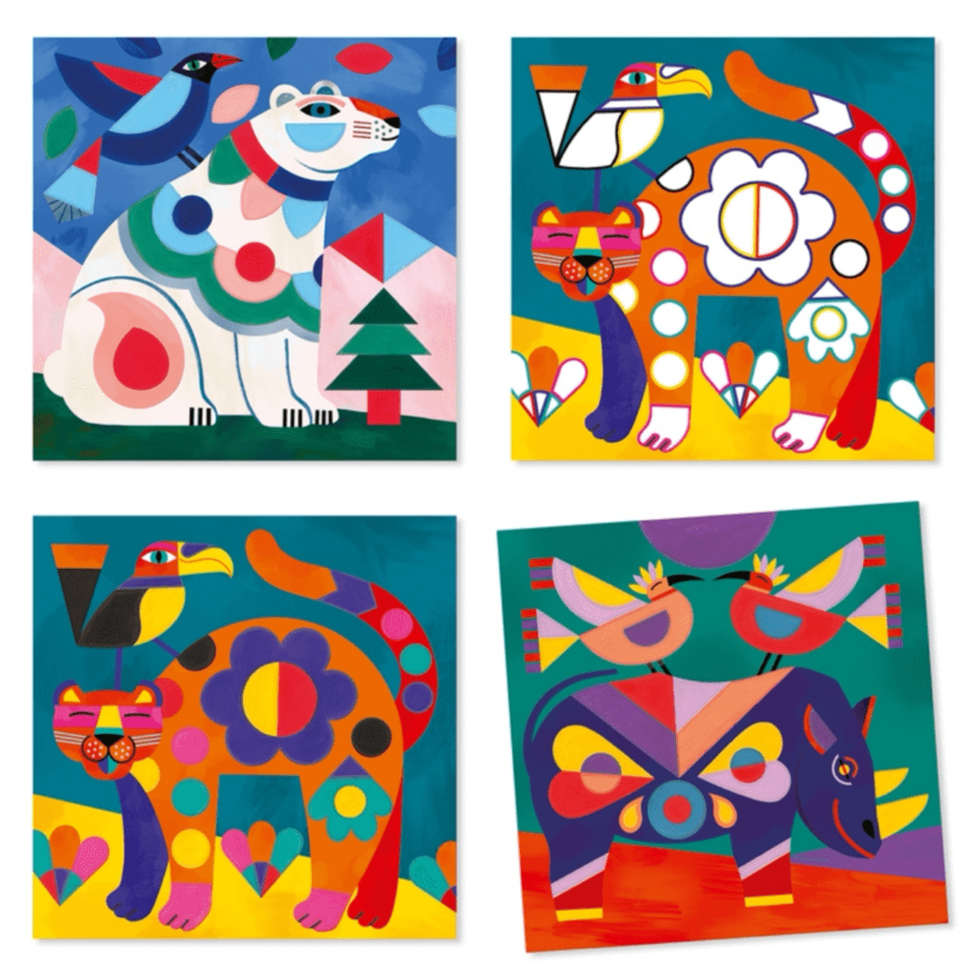 Djeco 6 Plus Fanciful Animal Cards to Paint