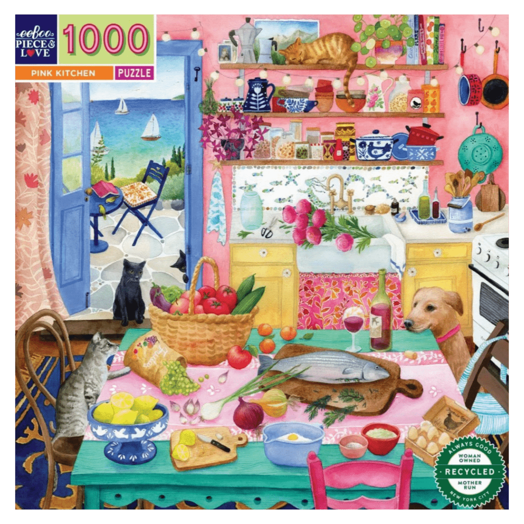 eeBoo 14 Plus 1000 Pc Puzzle - Pink Kitchen