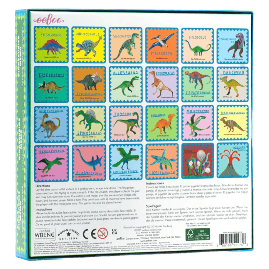 eeBoo 3 Plus Memory & Matching Game - Shiny Dinosaur