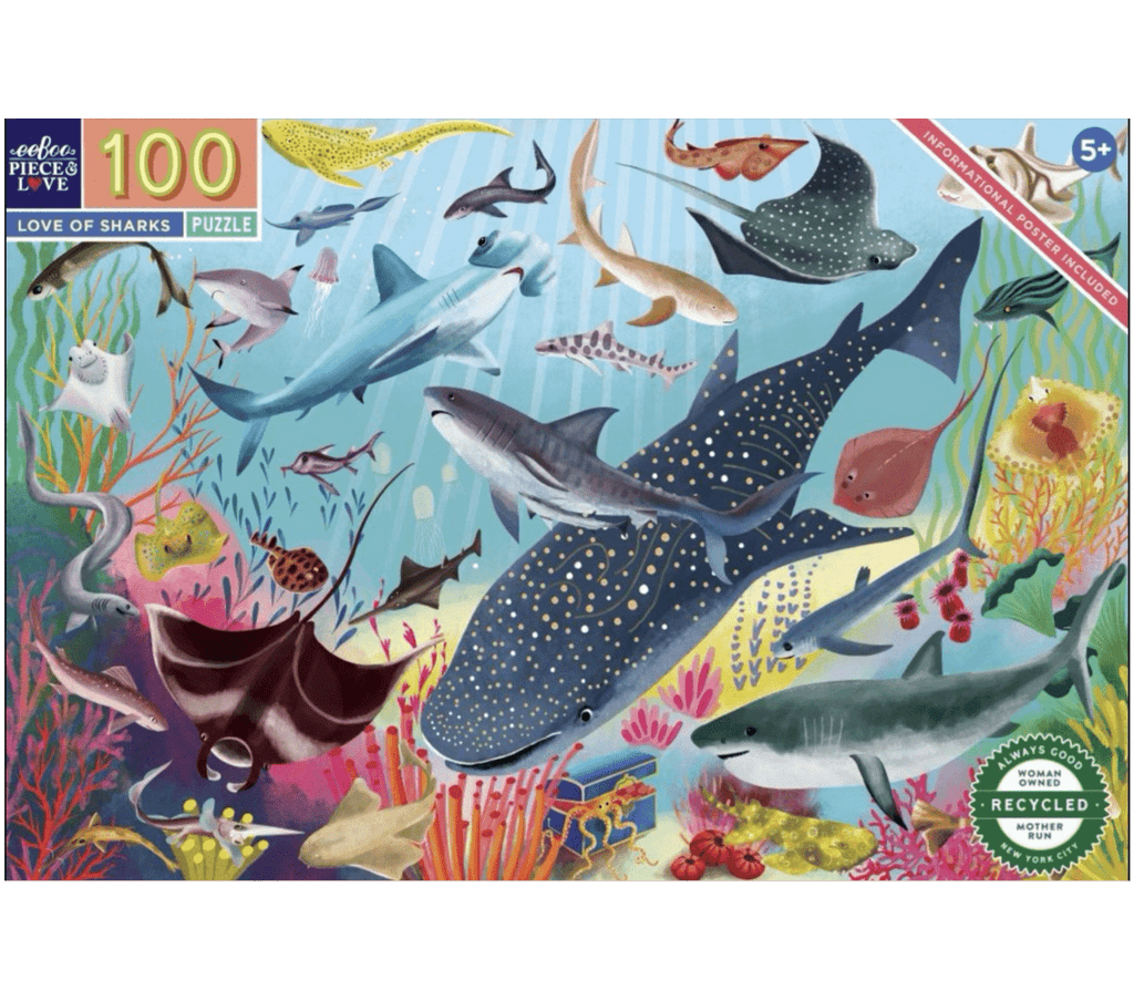 eeBoo 5 Plus 100 Pc Puzzle - Love of Sharks