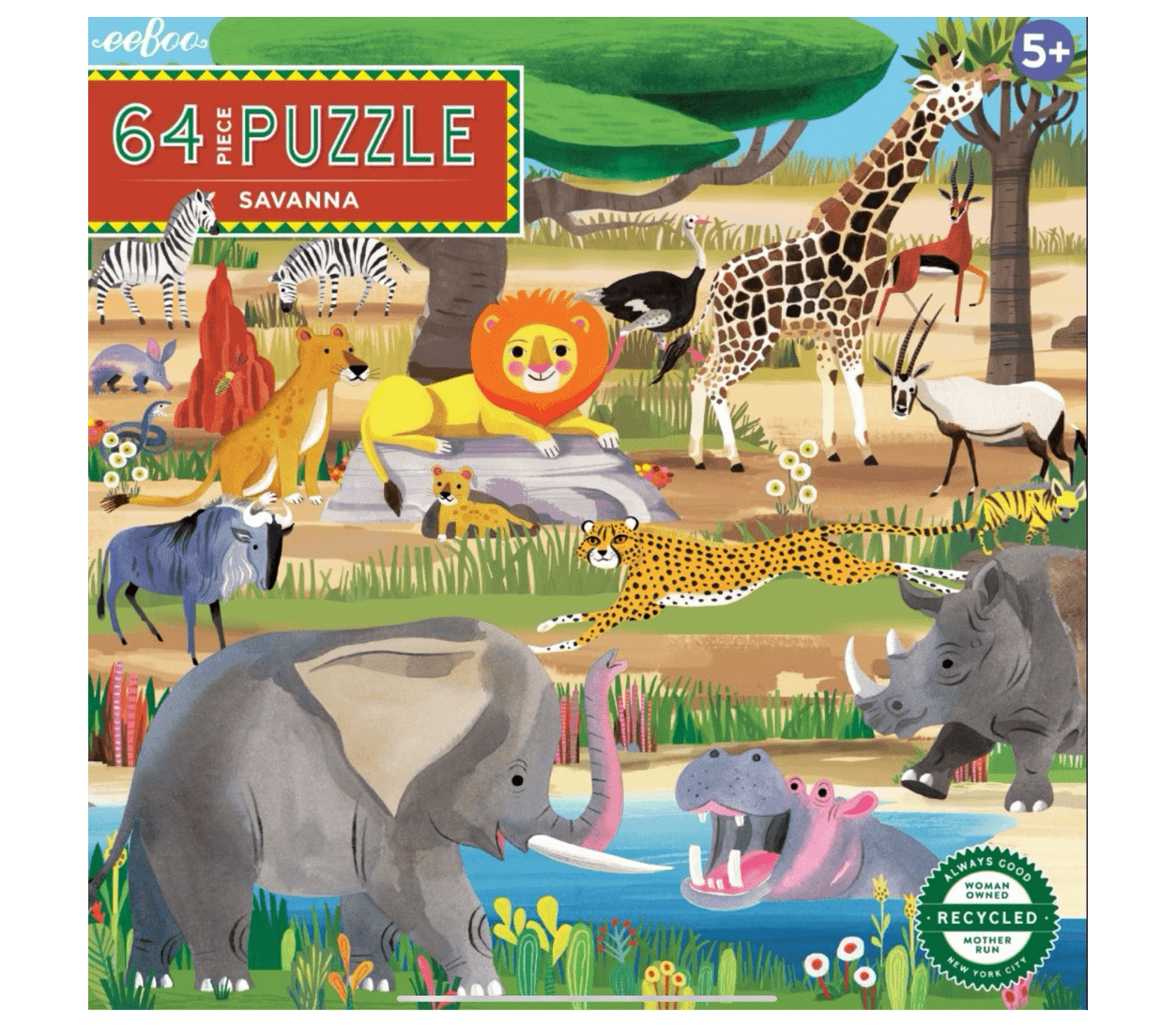 eeBoo 5 Plus 64 Pc Puzzle - Savanna