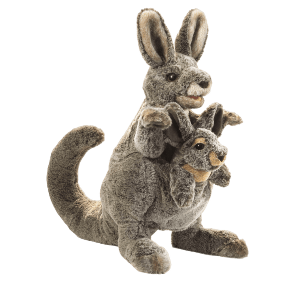 Folkmanis 3 Plus Hand Puppet - Kangaroo with Joey