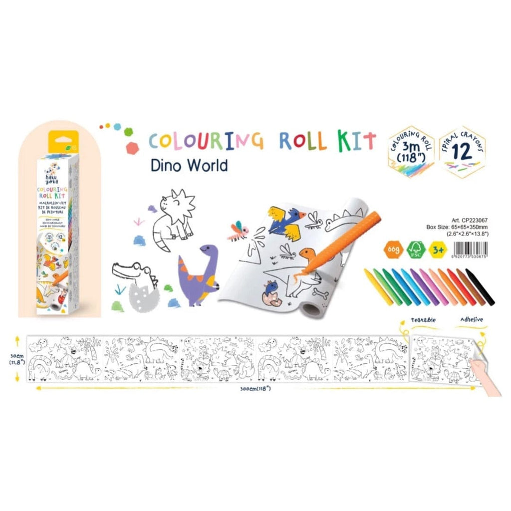 Haku Yoka 3 Plus Colouring Roll Kit - Dino World