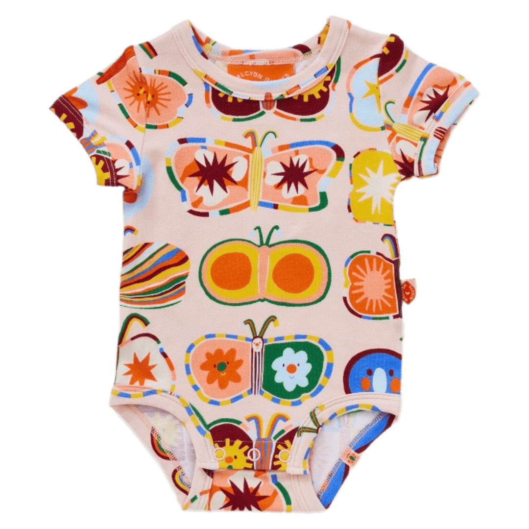 Halcyon Nights Newborn to 12-18 Months Short Sleeve Bodysuit - Flutterby
