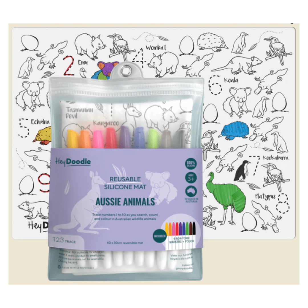 HeyDoodle 3 Plus Aussie Animals Classic Colouring & Doodle Mats