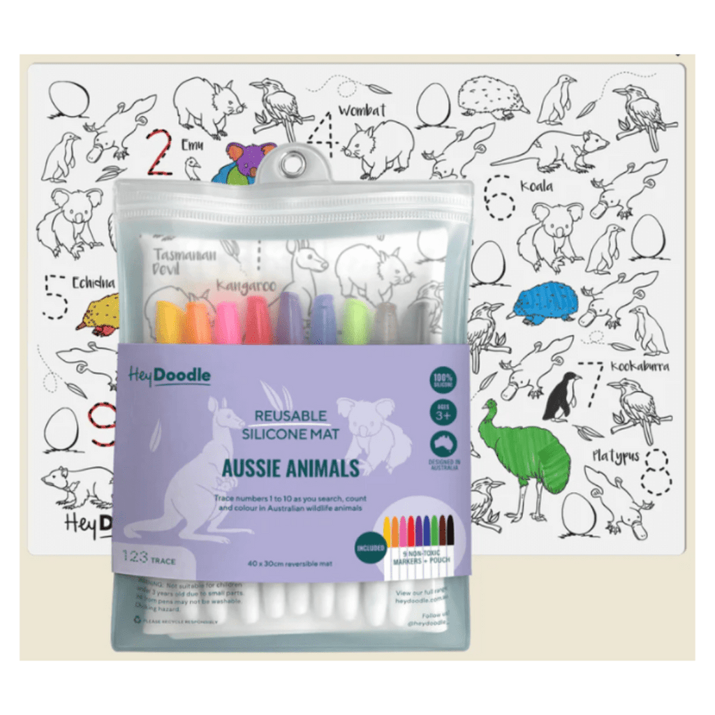 HeyDoodle 3 Plus Aussie Animals Classic Colouring & Doodle Mats