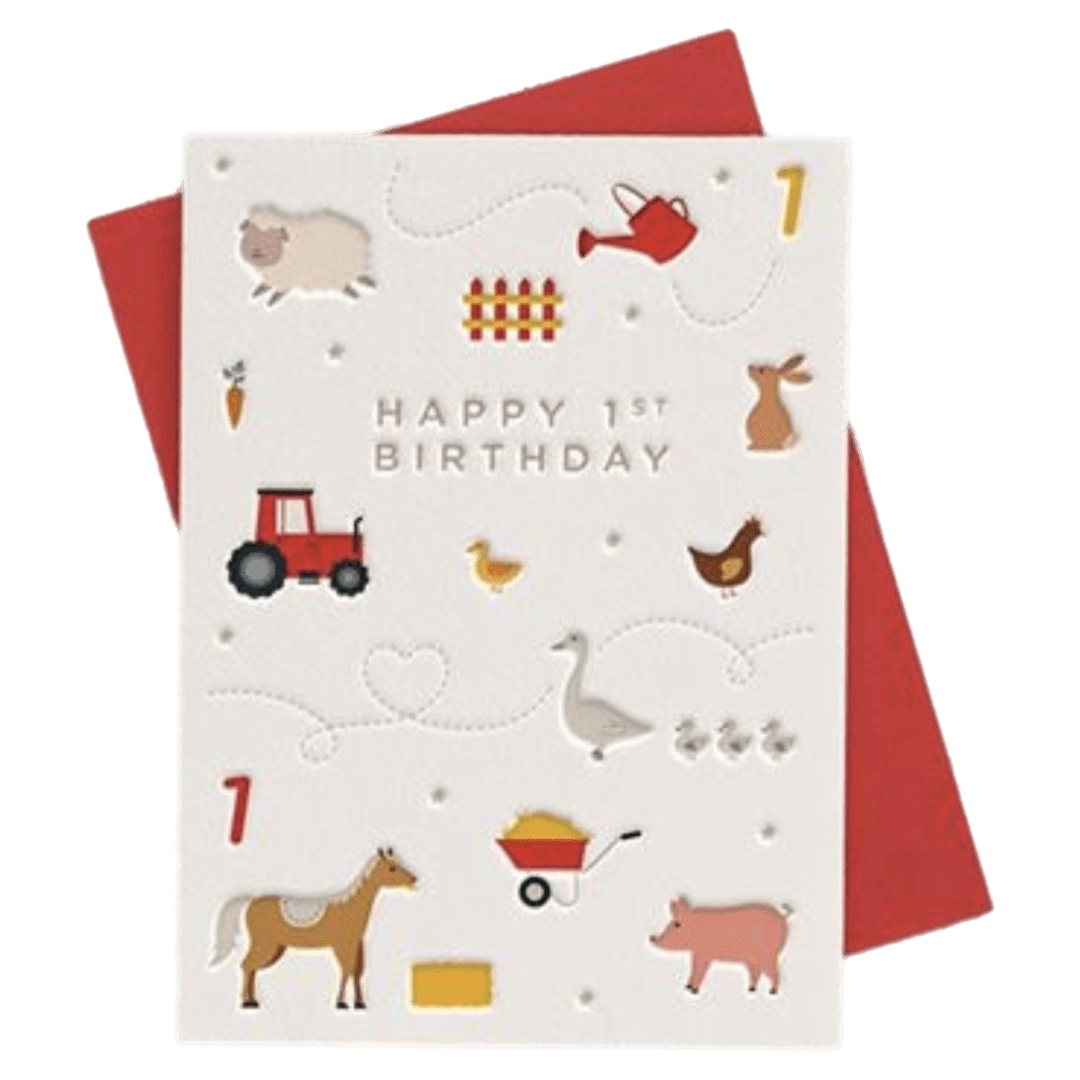 Heyyy Ltd 12 Months Plus Greeting Card - Age 1 Farm