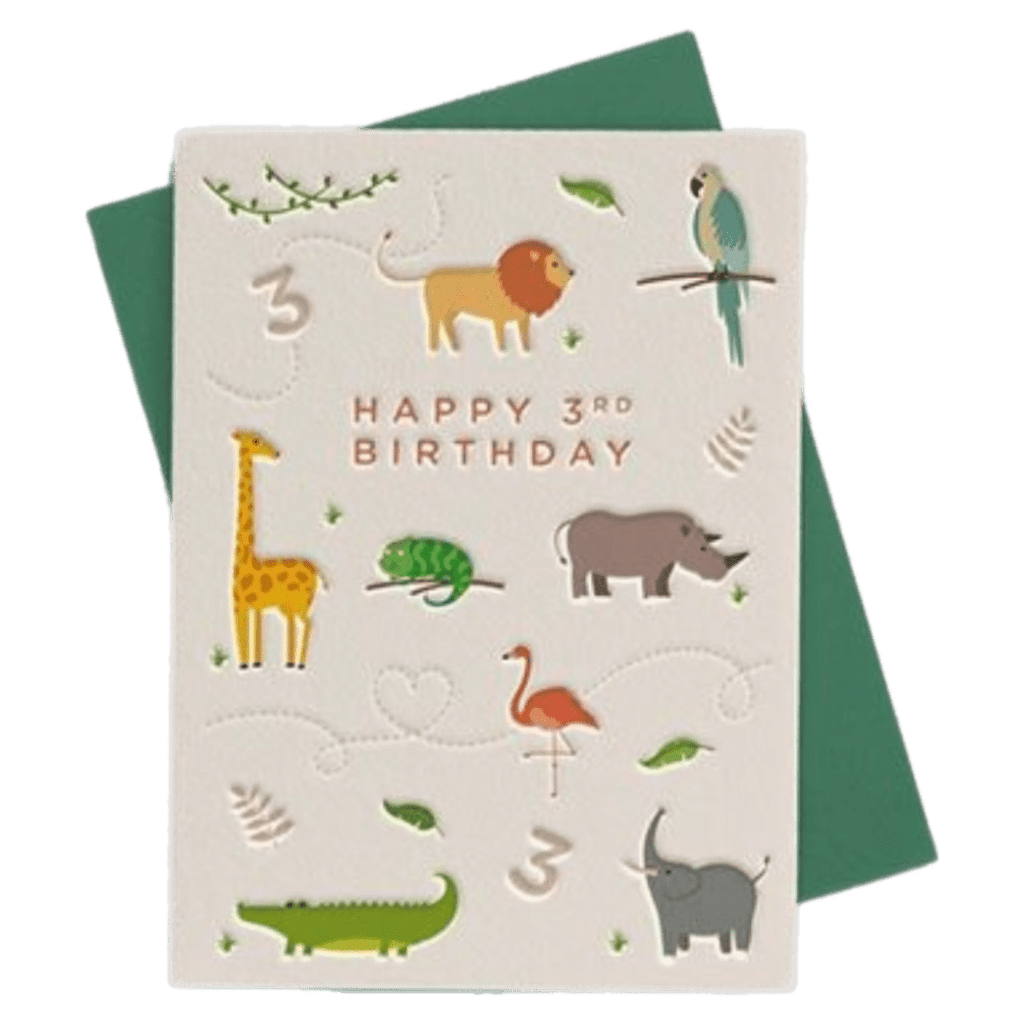 Heyyy Ltd 3 Plus Greeting Card - Age 3 Zoo