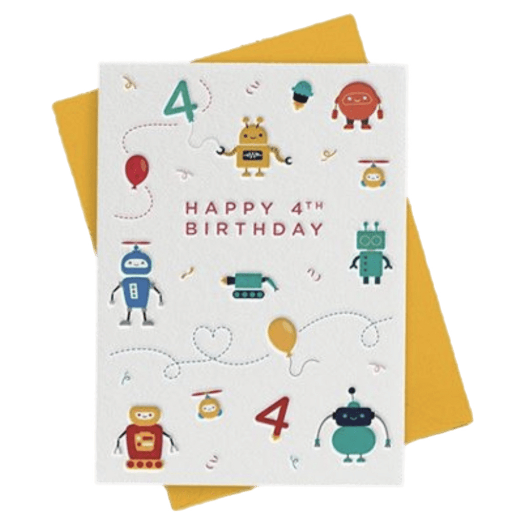 Heyyy Ltd 4 Plus Greeting Card - Age 4 Robots