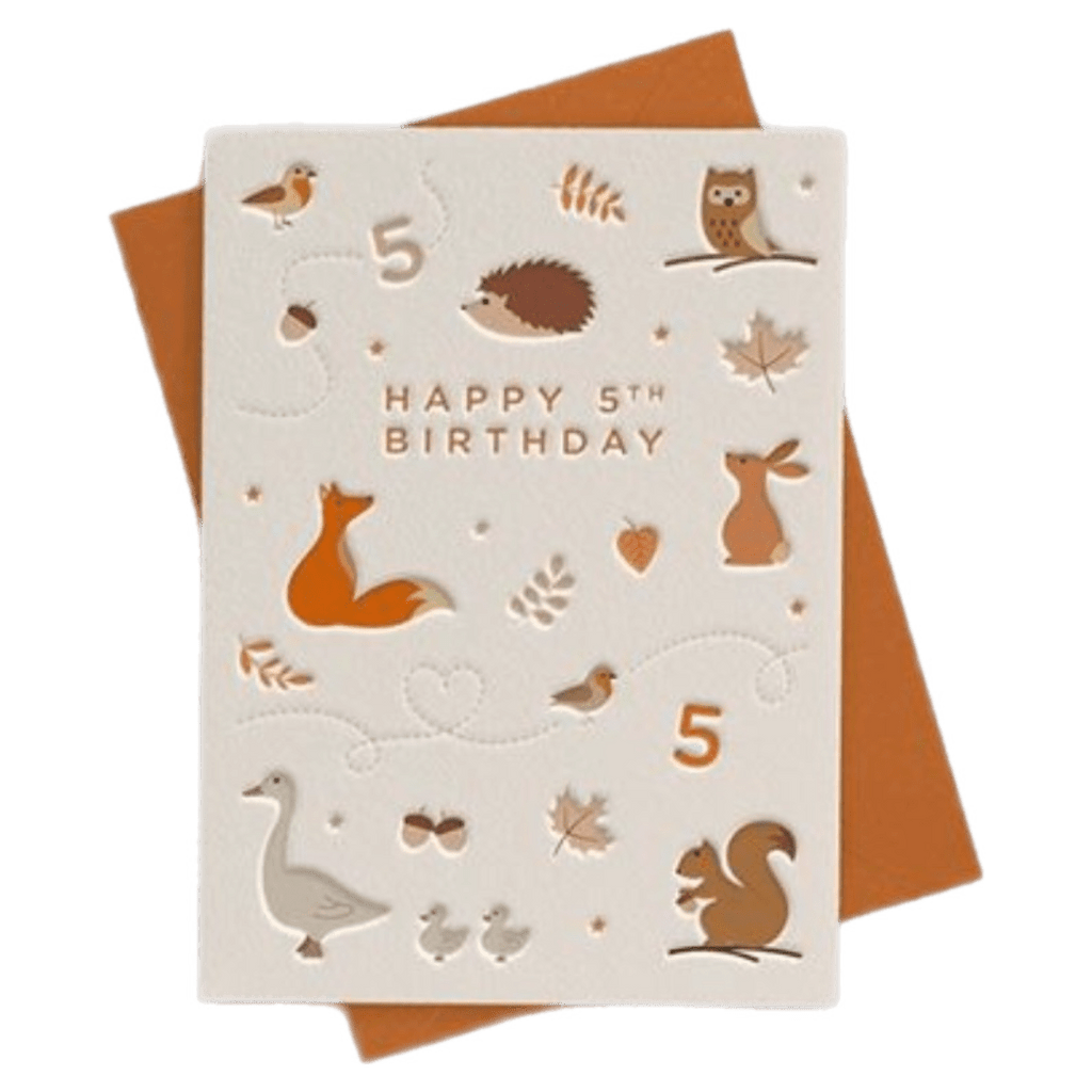 Heyyy Ltd 5 Plus Greeting Card - Age 5 Woodland Animals