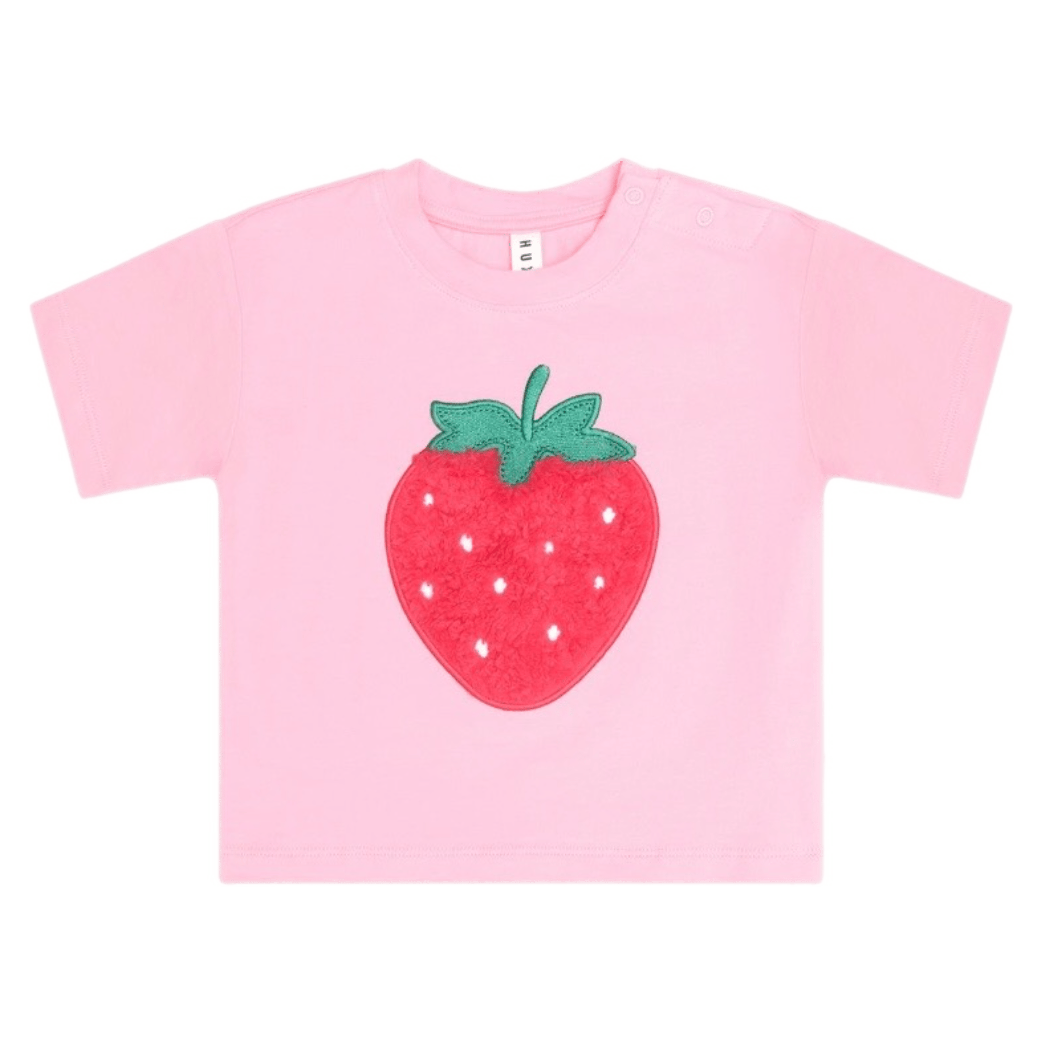Huxbaby 0-3 Months to 5 Years Furry Strawberry Slouchy Tee - Strawberry Crème