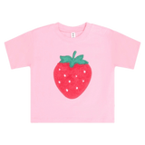Huxbaby 0-3 Months to 5 Years Furry Strawberry Slouchy Tee - Strawberry Crème
