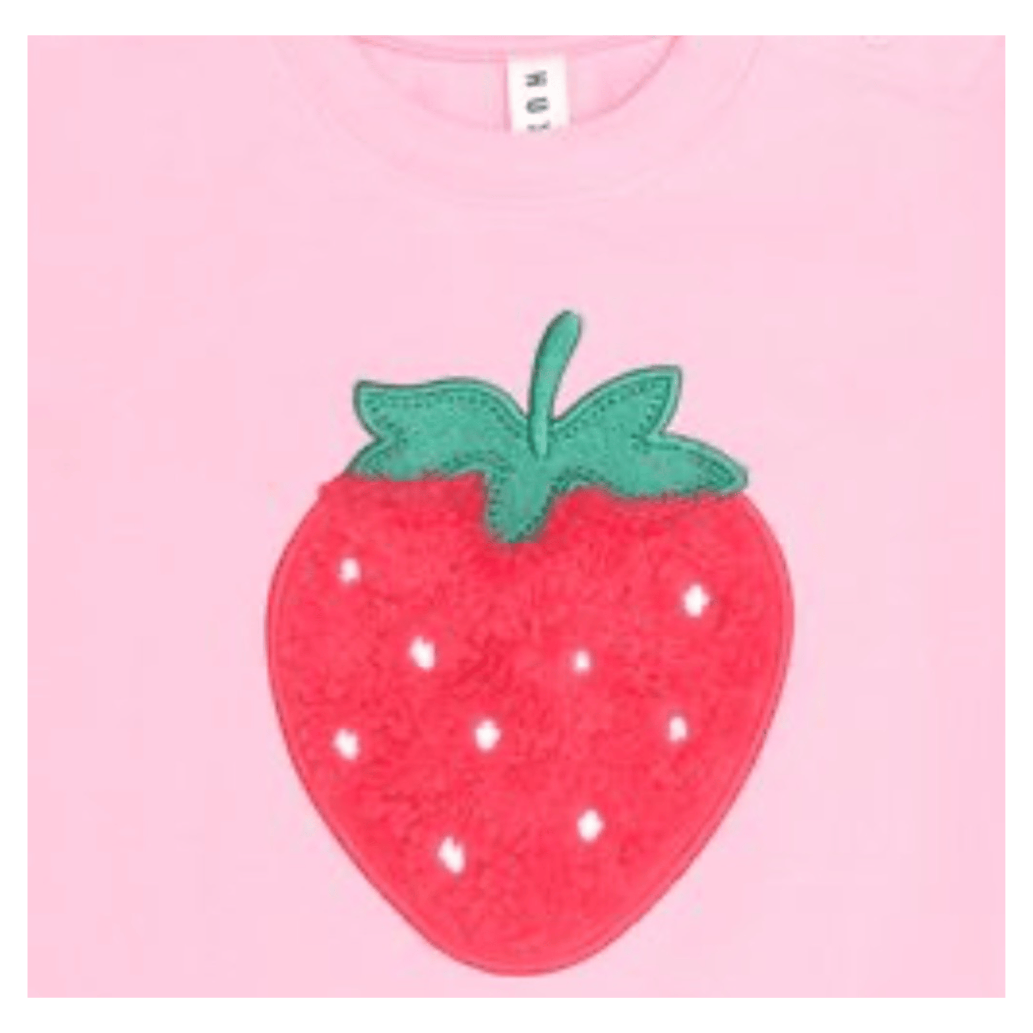 Huxbaby 0-3 Months to 5 Years Furry Strawberry Slouchy Tee - Strawberry Crème