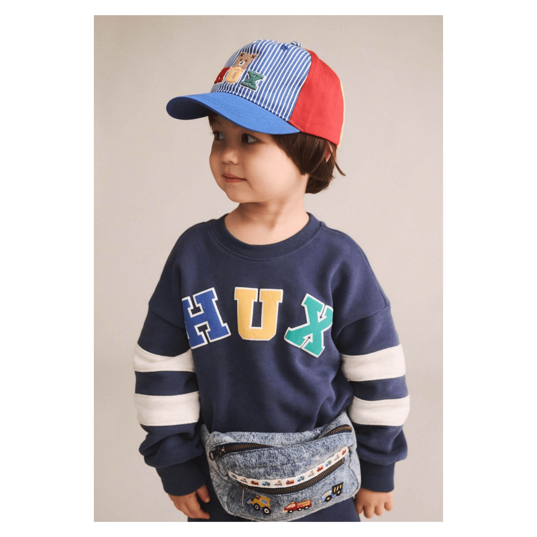 Huxbaby 0-3 Months to 5 Years Hux Flocked Spliced Sweatshirt - Navy