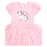Huxbaby 1 Year to 5 Years Magical Unicorn Puff Slv Tulle Dress - Strawberry Crème