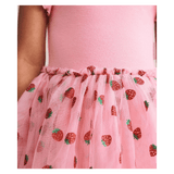 Huxbaby 1 Year to 5 Years Strawberry Emb S/SLV Tulle Dress - Strawberry Crème