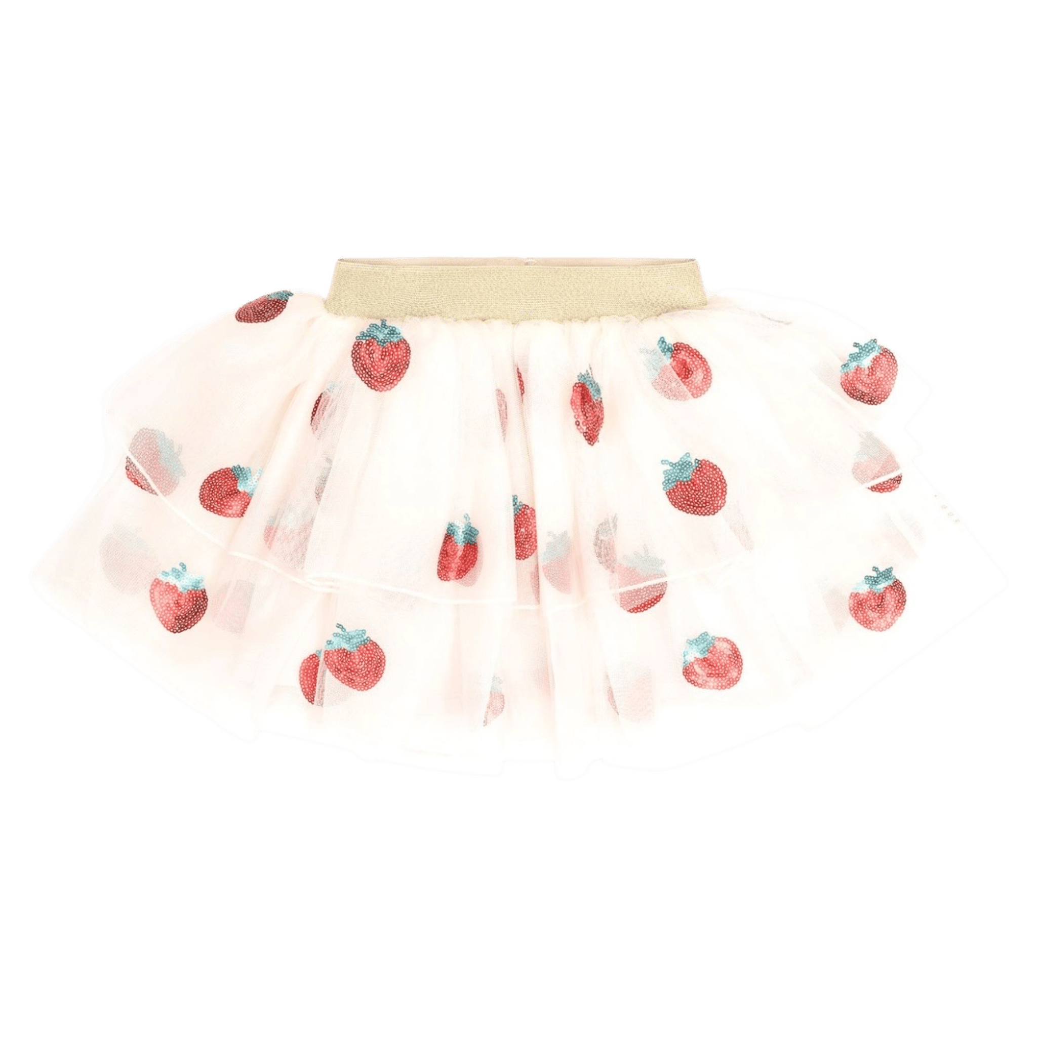 Huxbaby 2 Years to 5 Years 2Y Sequin Strawberry Tulle Skirt - Ecru