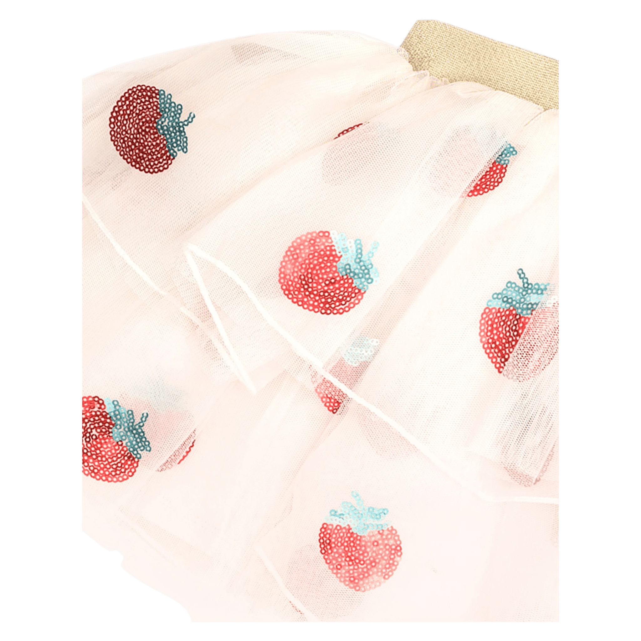 Huxbaby 2 Years to 5 Years Sequin Strawberry Tulle Skirt - Ecru