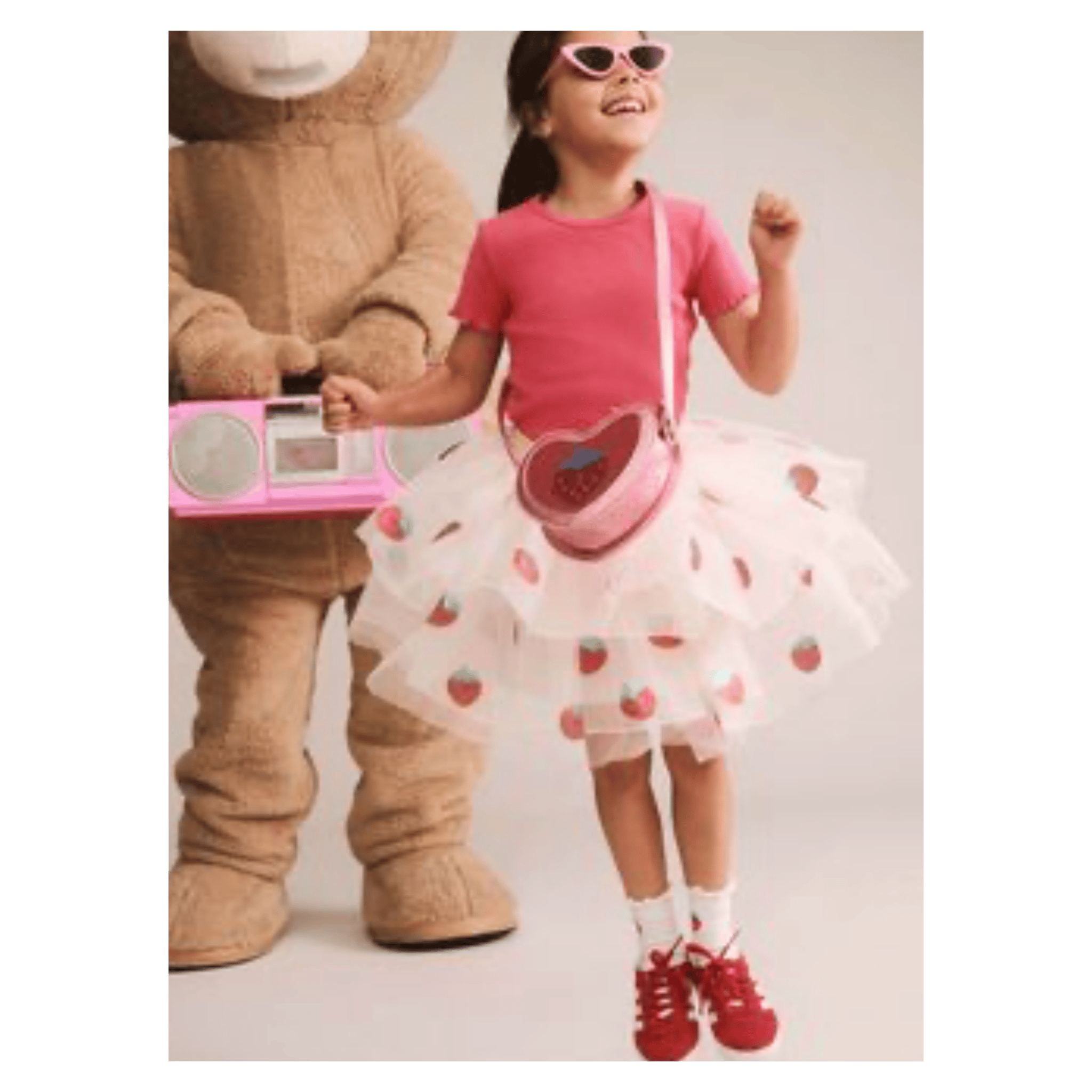 Huxbaby 2 Years to 5 Years Sequin Strawberry Tulle Skirt - Ecru