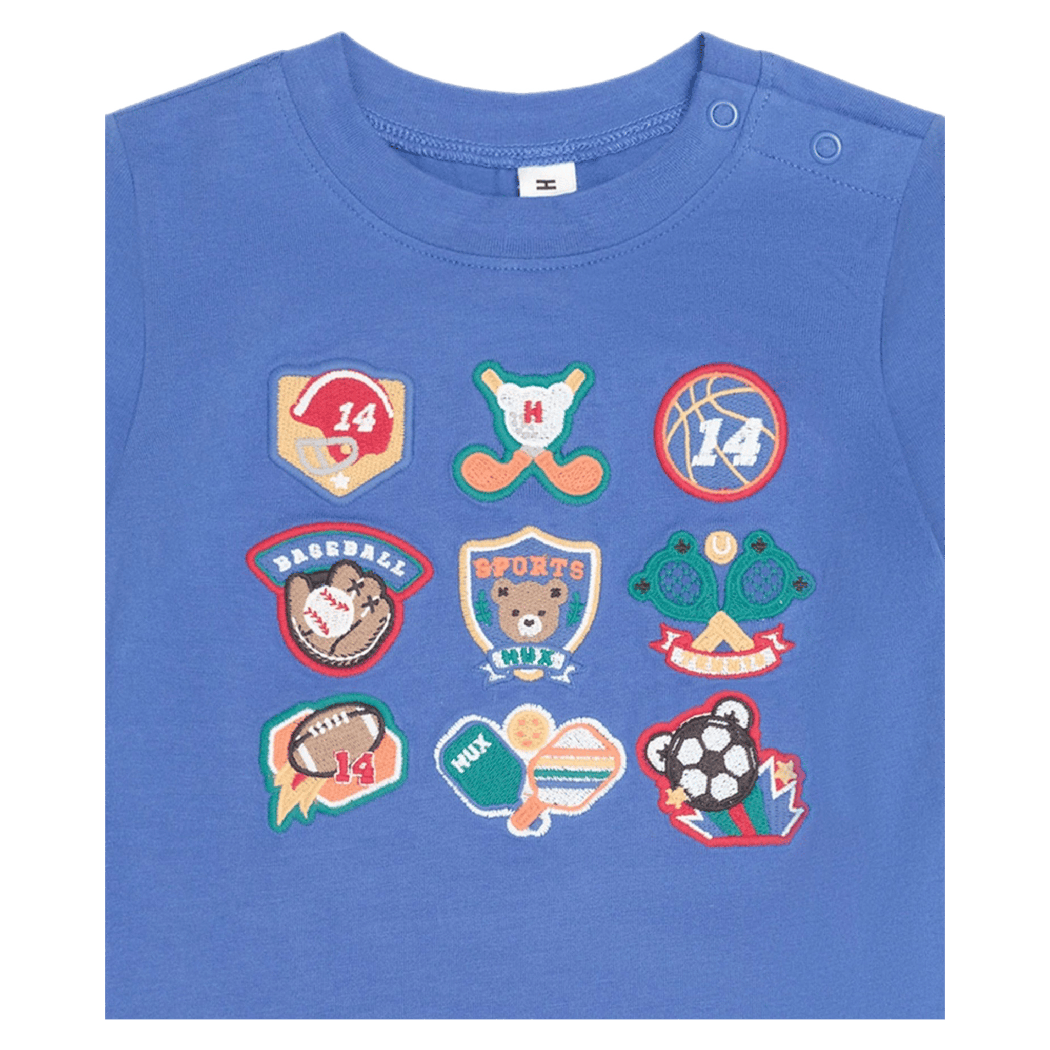 Huxbaby 3-6 Months to 5 Years Vintage Sport Hux Embroidered Tee S/Slv - Cobalt