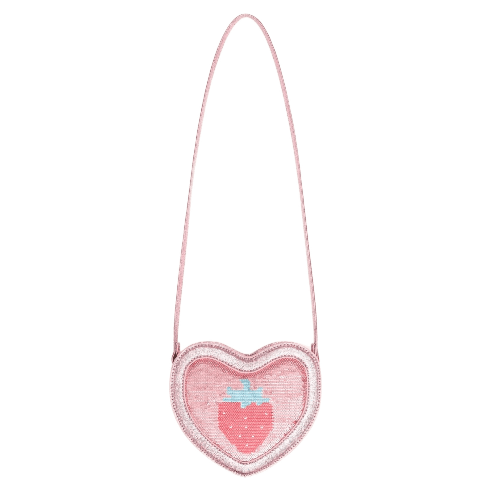 Huxbaby 3 Plus Strawberry Sequin Heart Bag - Strawberry Metallic