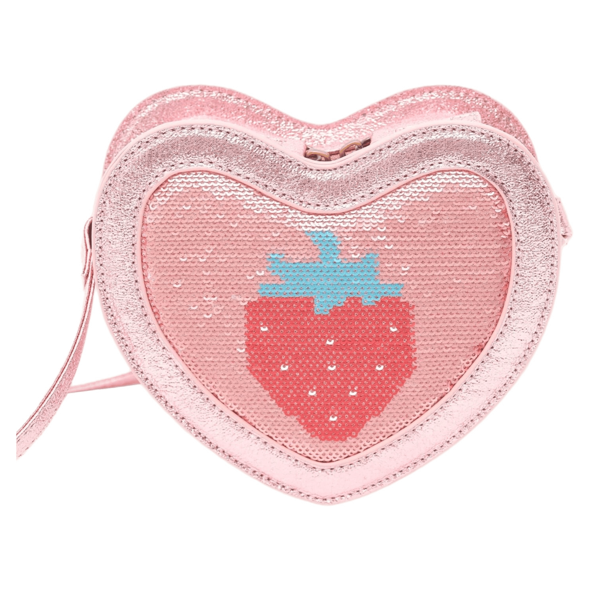 Huxbaby 3 Plus Strawberry Sequin Heart Bag - Strawberry Metallic