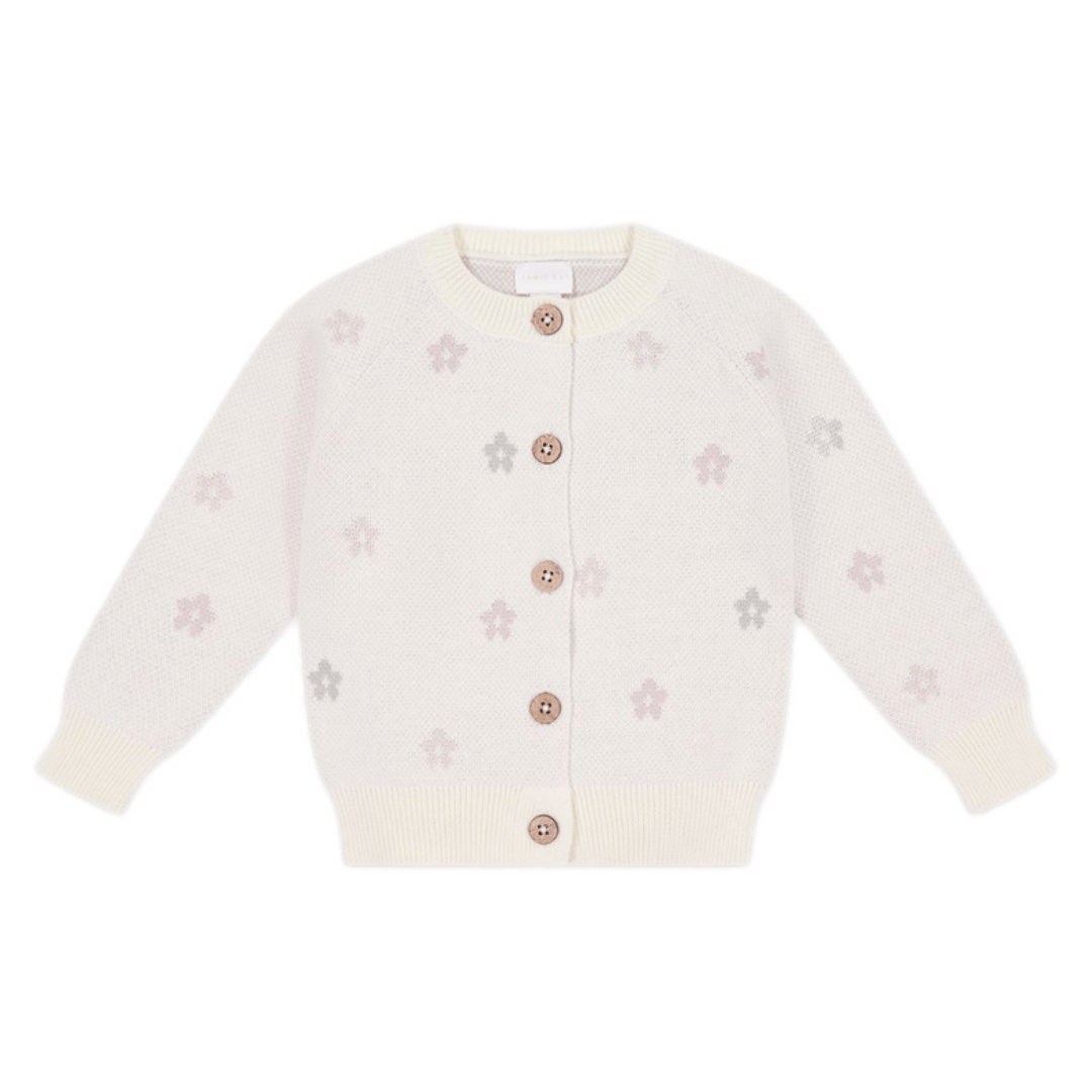 Jamie Kay 6-12 Months to 5 Years 6-12M Harper Cardigan - Fifi Egret Jacquard
