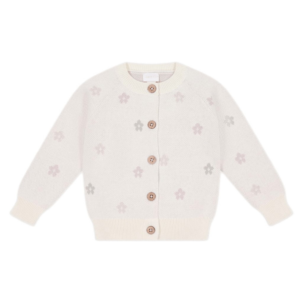 Jamie Kay 6-12 Months to 5 Years 6-12M Harper Cardigan - Fifi Egret Jacquard