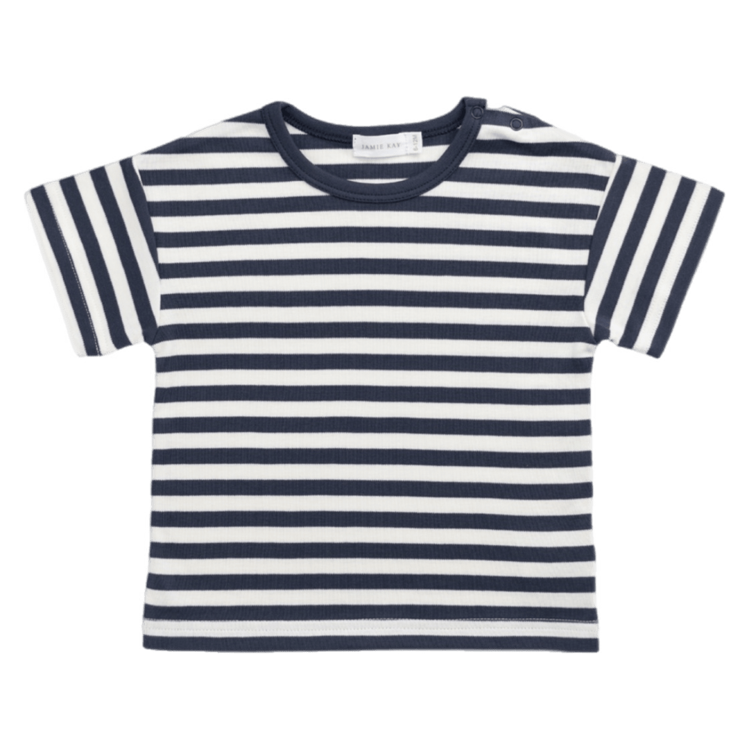 Jamie Kay 6-12 Months to 5 Years 6-12M Hunter Tee - Essential Stripe Charter/Cloud